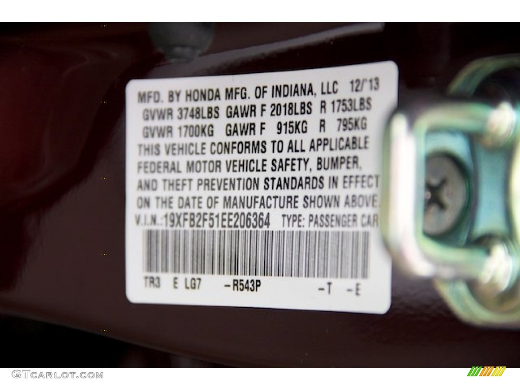 2014 Civic LX Sedan - Crimson Pearl / Beige photo #20