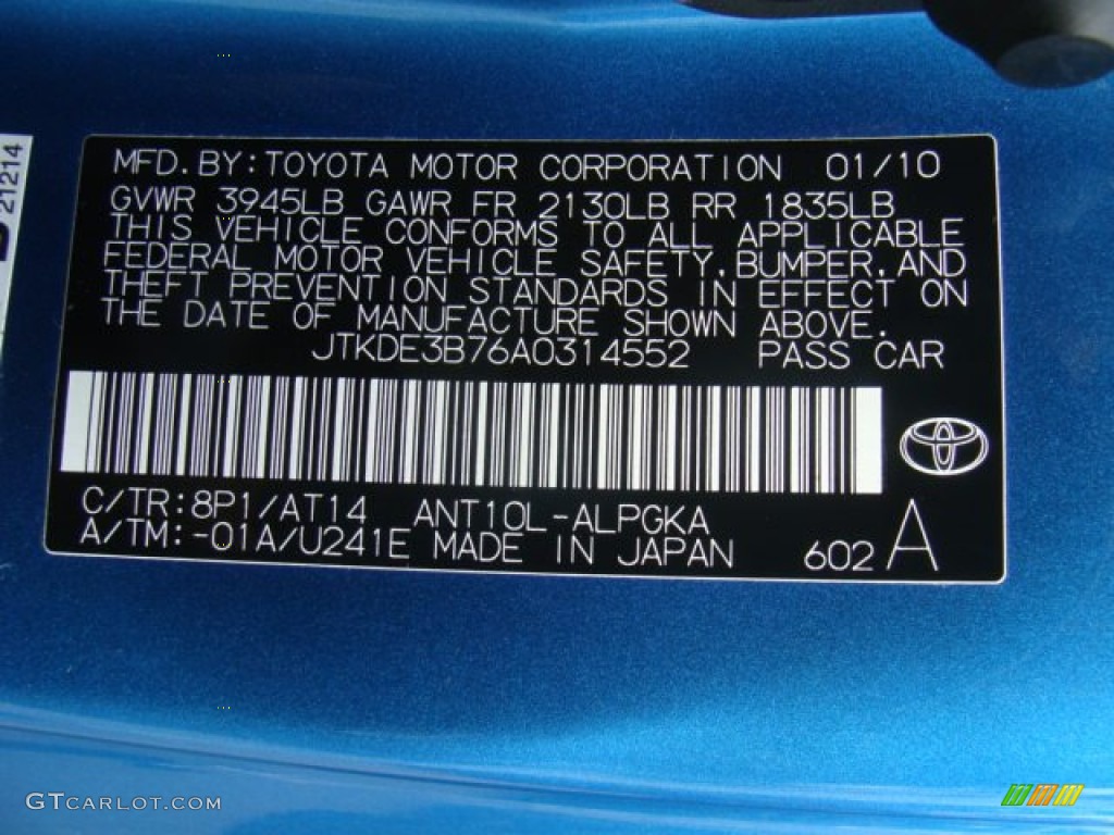 2010 tC Color Code 8P1 for Speedway Blue Metallic Photo #89821358