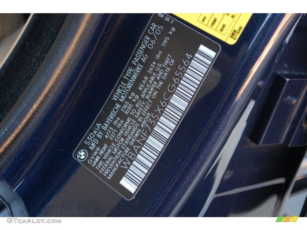 2006 BMW 5 Series 530xi Sedan Info Tag Photo #89823746