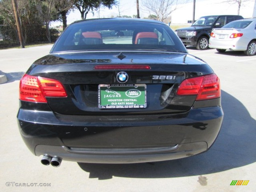 2011 3 Series 328i Convertible - Black Sapphire Metallic / Coral Red/Black Dakota Leather photo #11