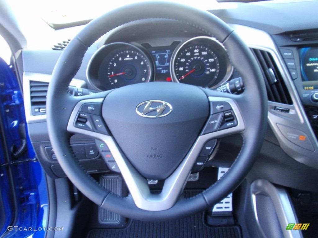 2014 Hyundai Veloster Standard Veloster Model Black Steering Wheel Photo #89827589