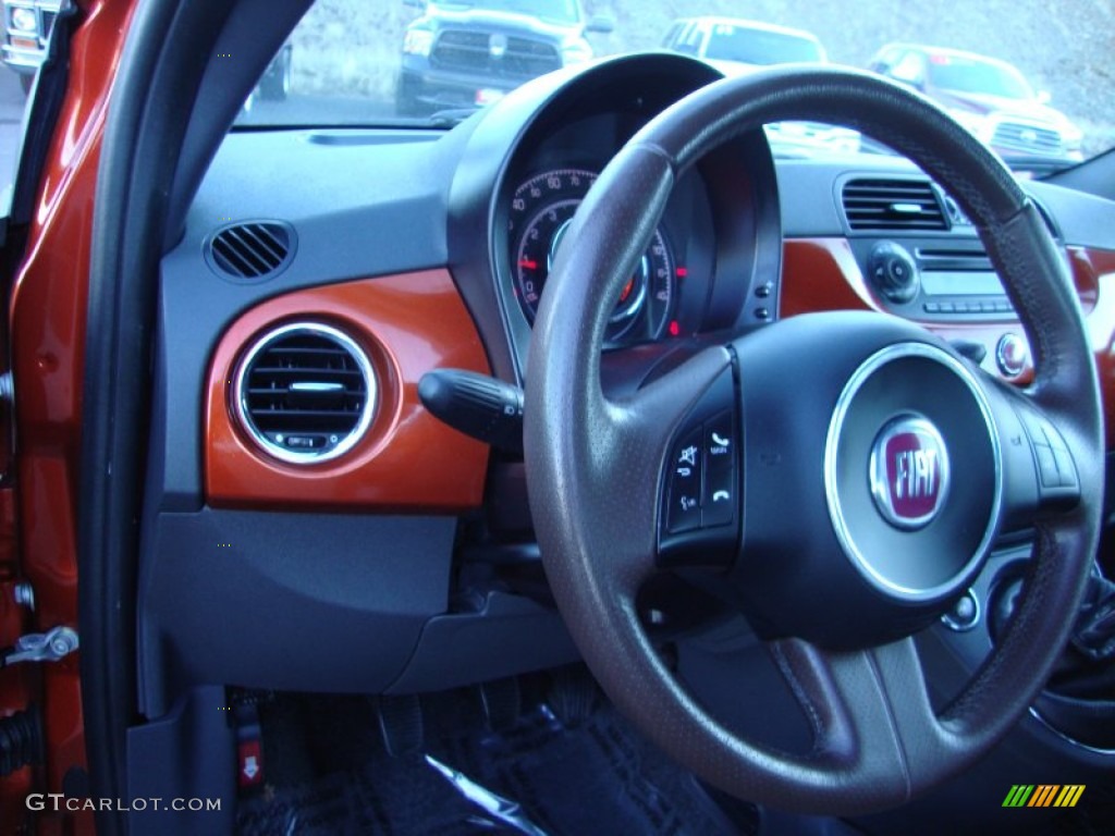2012 Fiat 500 Sport Sport Tessuto Marrone/Nero (Brown/Black) Steering Wheel Photo #89829515