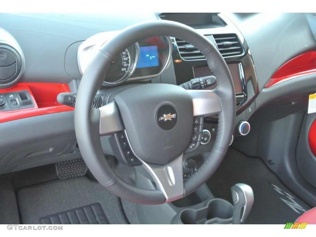 2014 Chevrolet Spark LT Red/Red Steering Wheel Photo #89833802