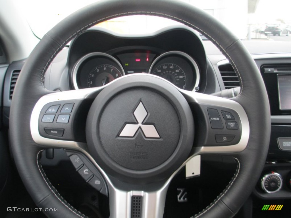 2014 Mitsubishi Lancer Evolution GSR Black Steering Wheel Photo #89836712