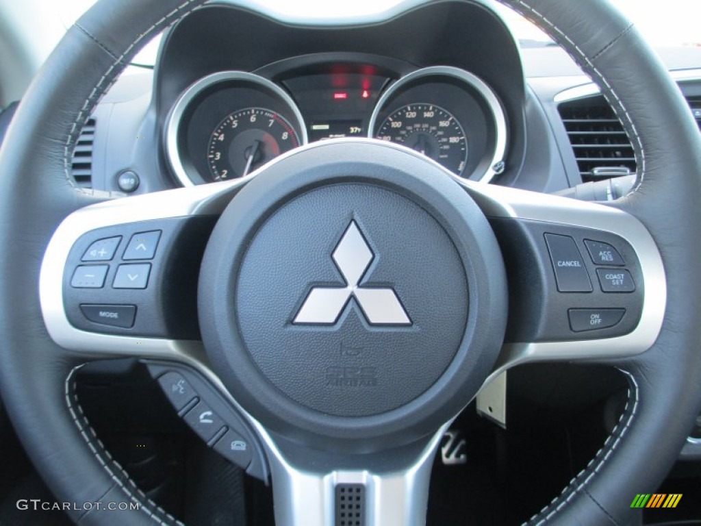 2014 Mitsubishi Lancer Evolution GSR Black Steering Wheel Photo #89837453