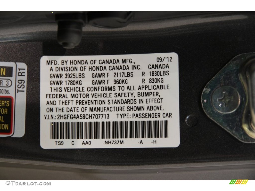 2012 Civic Si Coupe - Polished Metal Metallic / Black photo #18