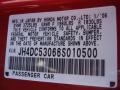 2006 Acura RSX Type S Sports Coupe Info Tag