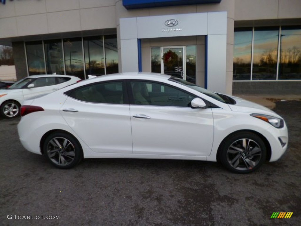 2014 Elantra Limited Sedan - White / Beige photo #8