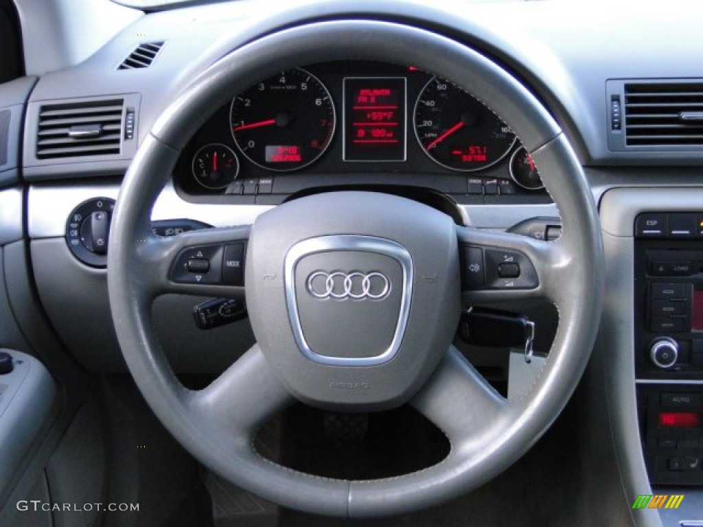 2007 Audi A4 2.0T quattro Sedan Platinum Steering Wheel Photo #89869732