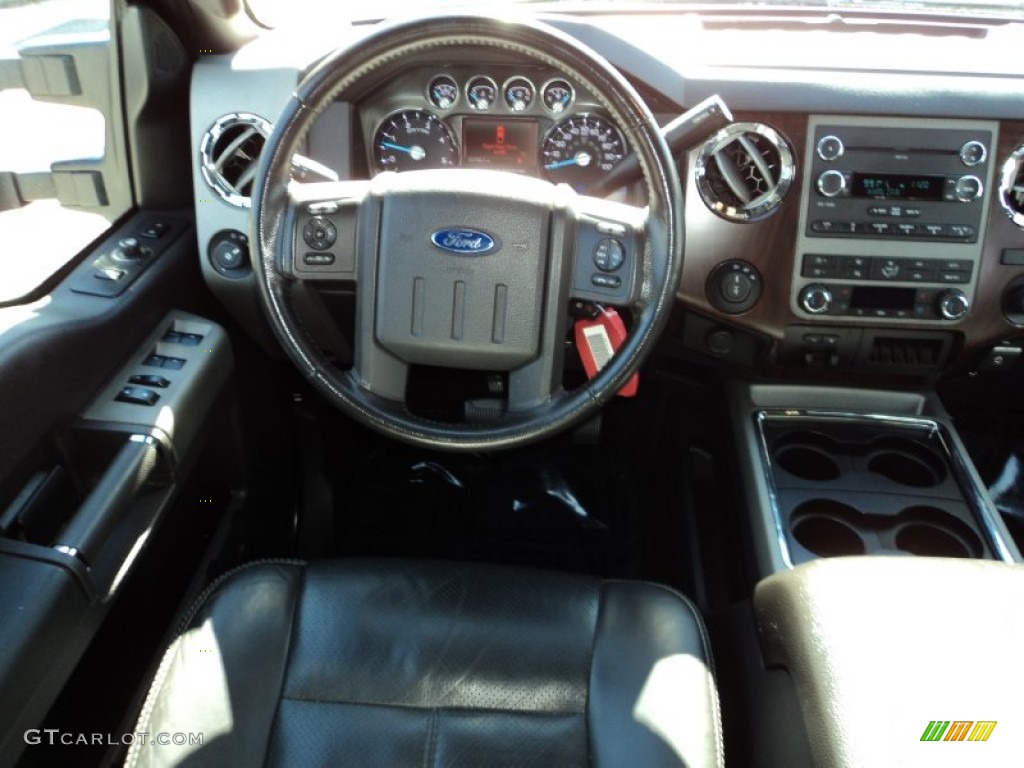 2011 Ford F250 Super Duty Lariat Crew Cab 4x4 Black Two Tone Leather Dashboard Photo #89869795
