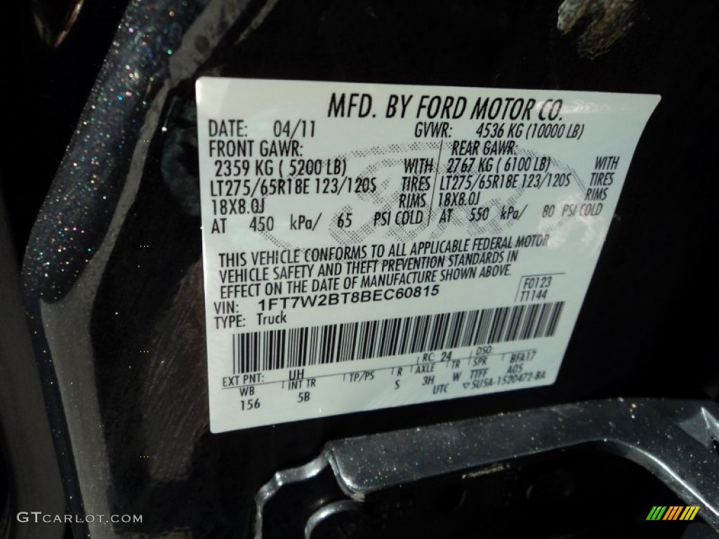 2011 F250 Super Duty Color Code UH for Tuxedo Black Metallic Photo #89870182
