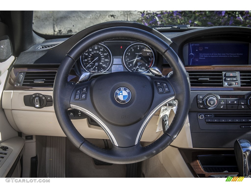 2010 BMW 3 Series 335i Convertible Cream Beige Steering Wheel Photo #89871223