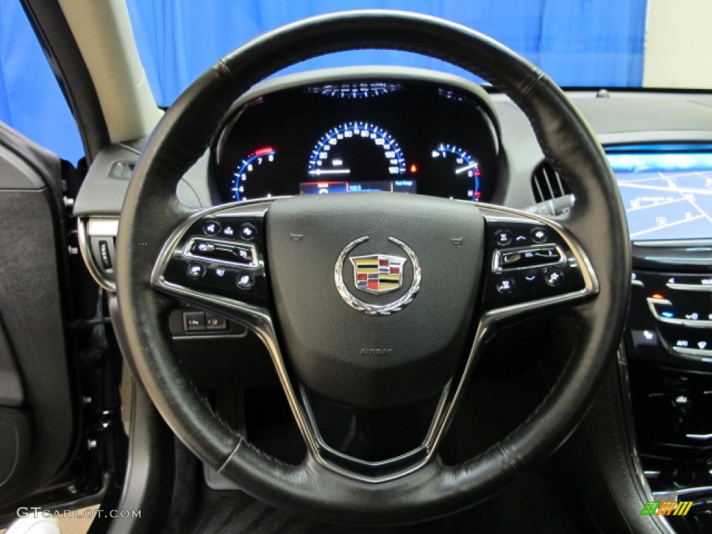 2013 Cadillac ATS 3.6L Luxury AWD Jet Black/Jet Black Accents Steering Wheel Photo #89871253