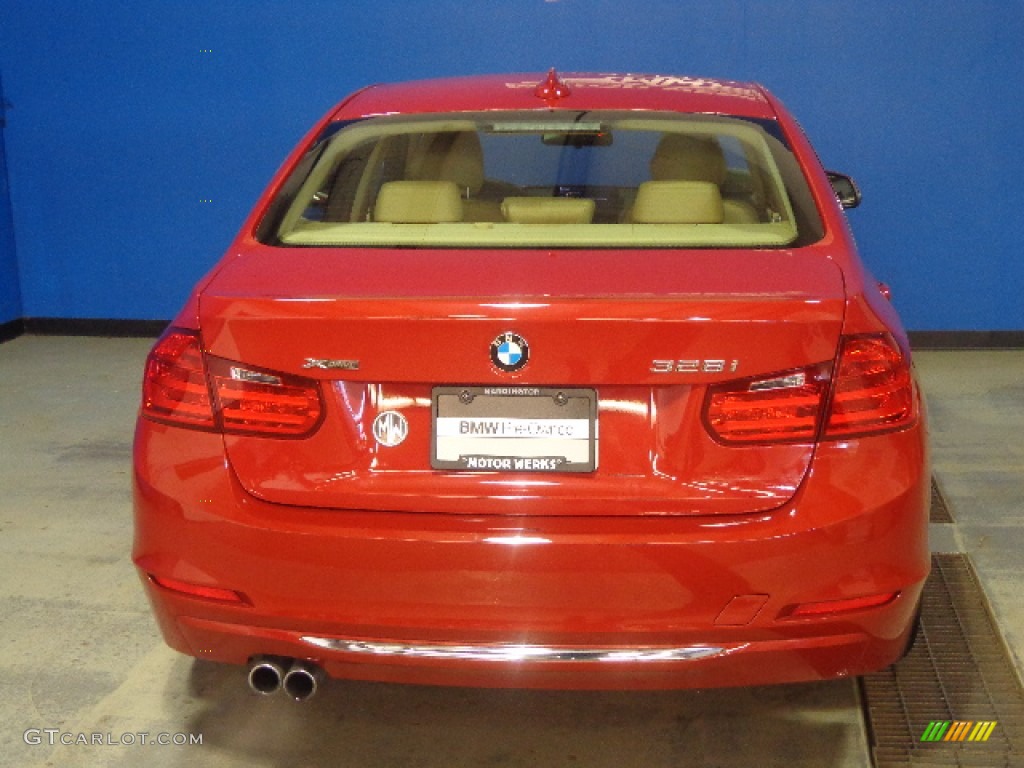 2013 3 Series 328i xDrive Sedan - Melbourne Red Metallic / Venetian Beige photo #4