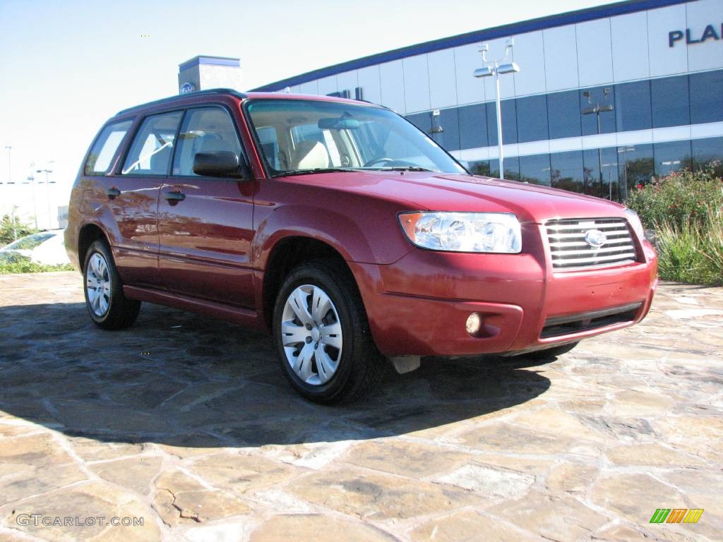 2008 Forester 2.5 X - Garnet Red Pearl / Desert Beige photo #1