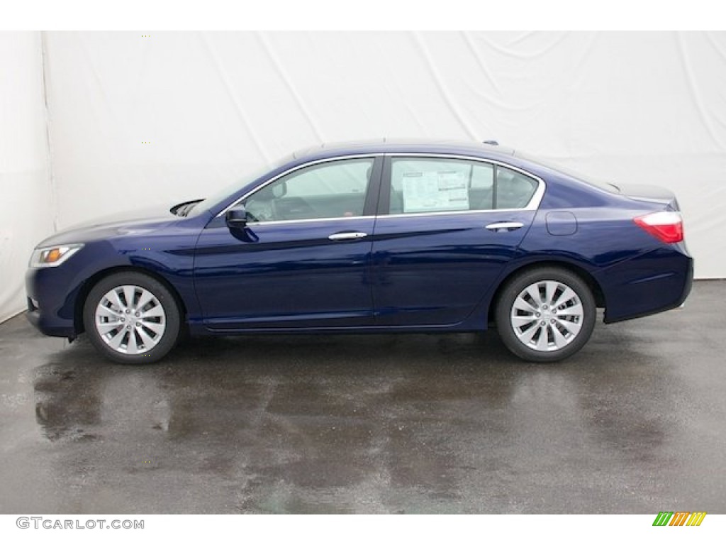 2014 Accord EX-L V6 Sedan - Obsidian Blue Pearl / Gray photo #4