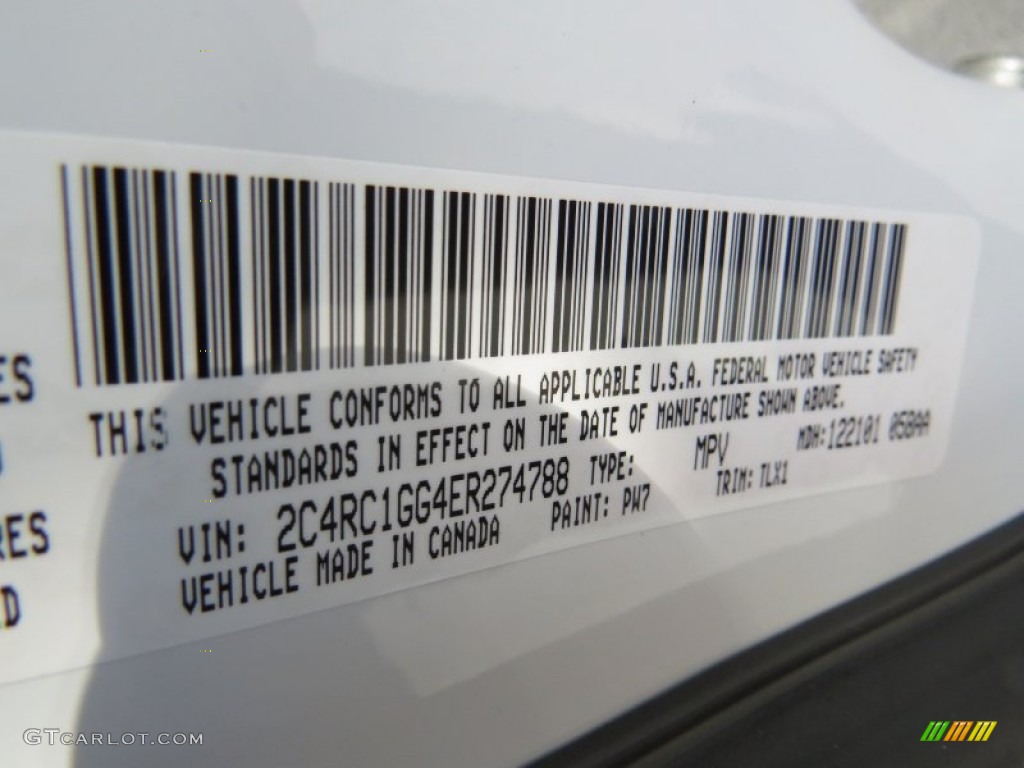 2014 Town & Country Color Code PW7 for Bright White Photo #89885011