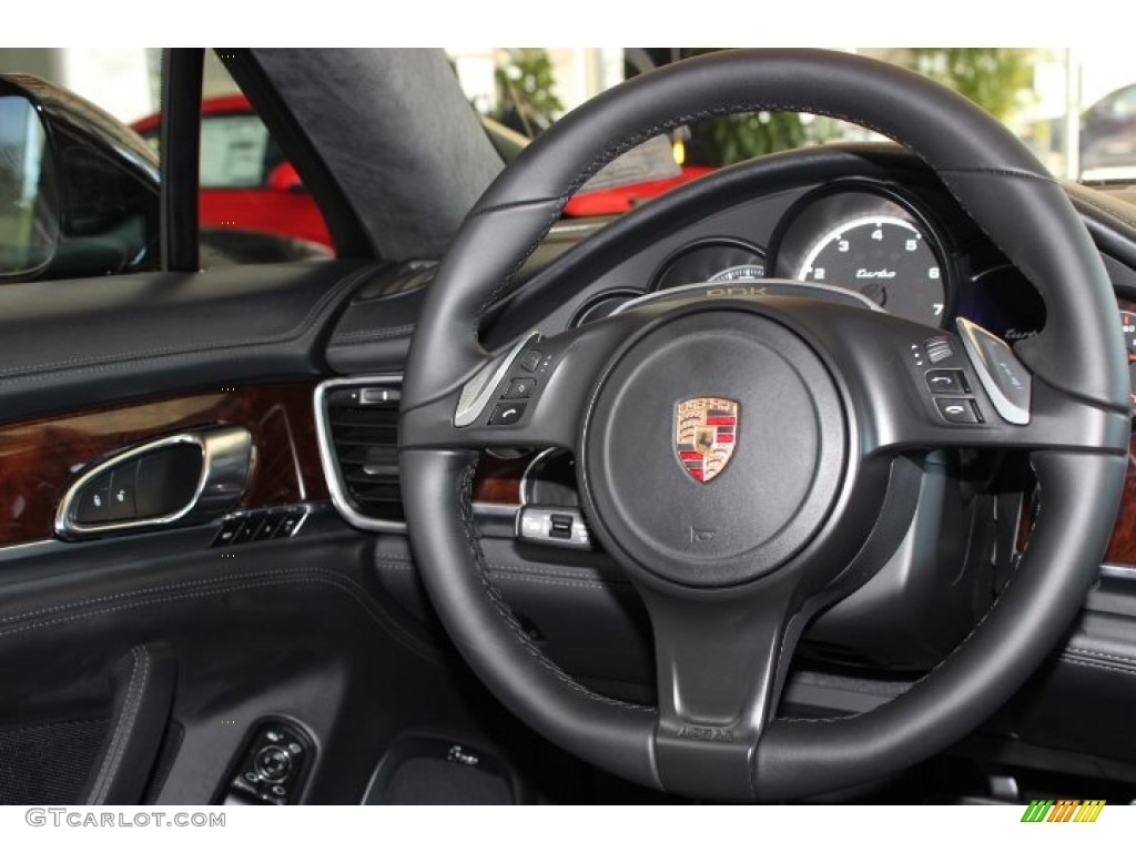 2014 Porsche Panamera Turbo Executive Black Steering Wheel Photo #89885887