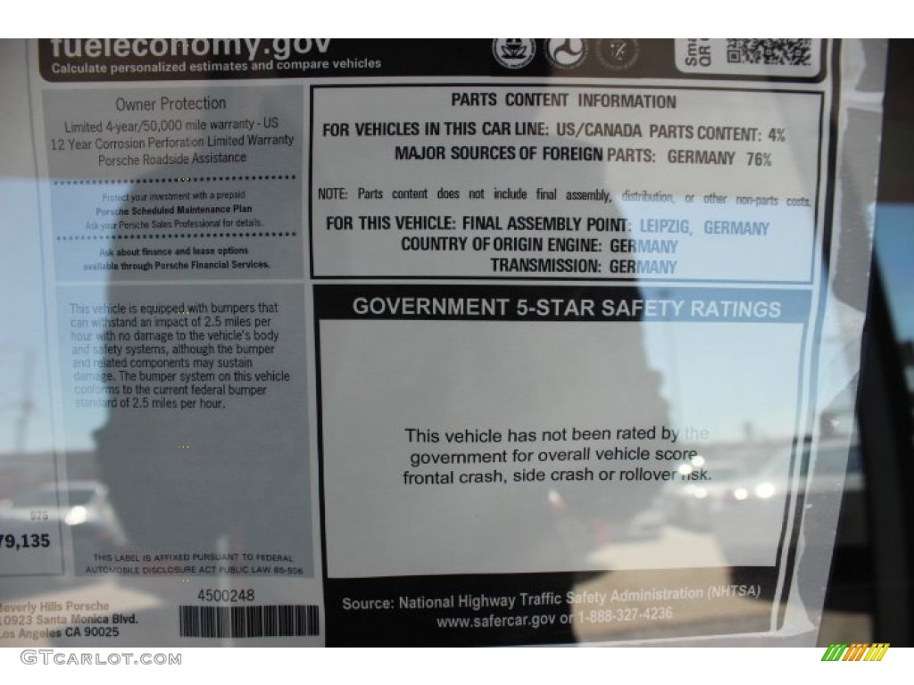 2014 Porsche Panamera Turbo Executive Window Sticker Photo #89886193