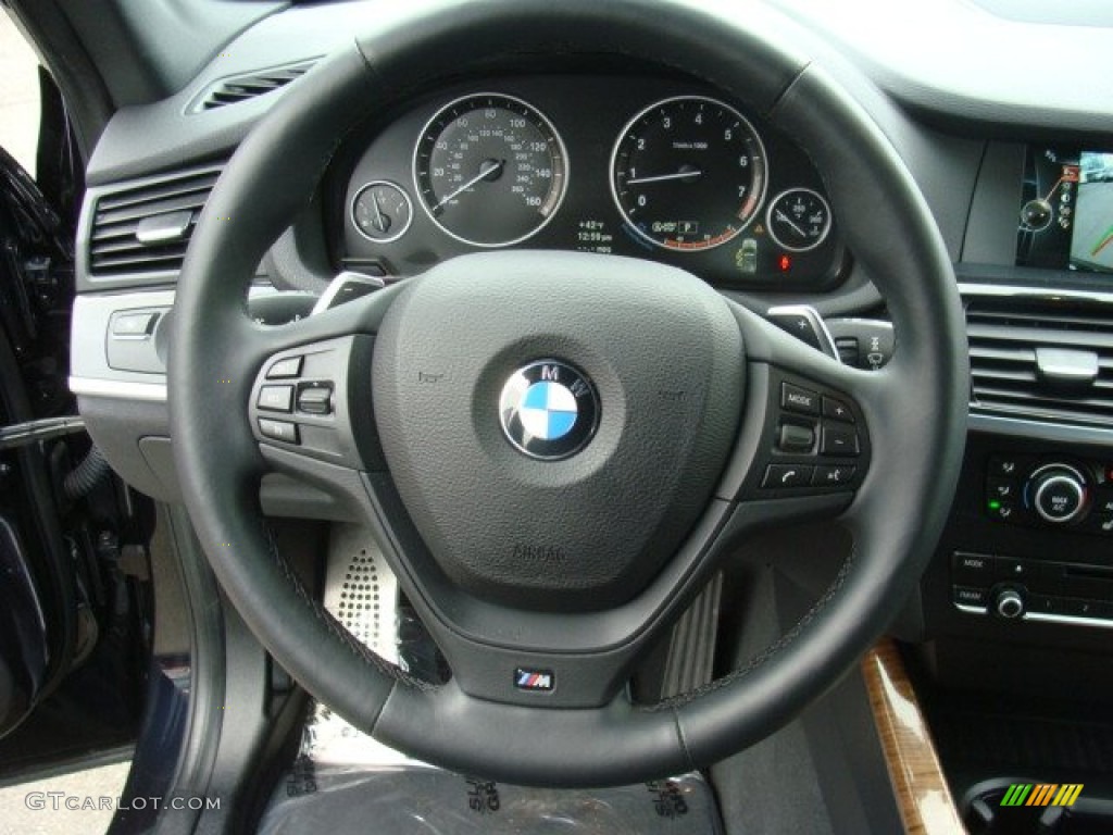 2014 BMW X3 xDrive35i Black Steering Wheel Photo #89892047