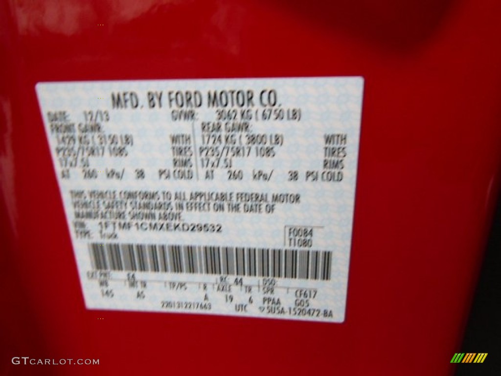 2014 F150 XL Regular Cab - Vermillion Red / Steel Grey photo #20