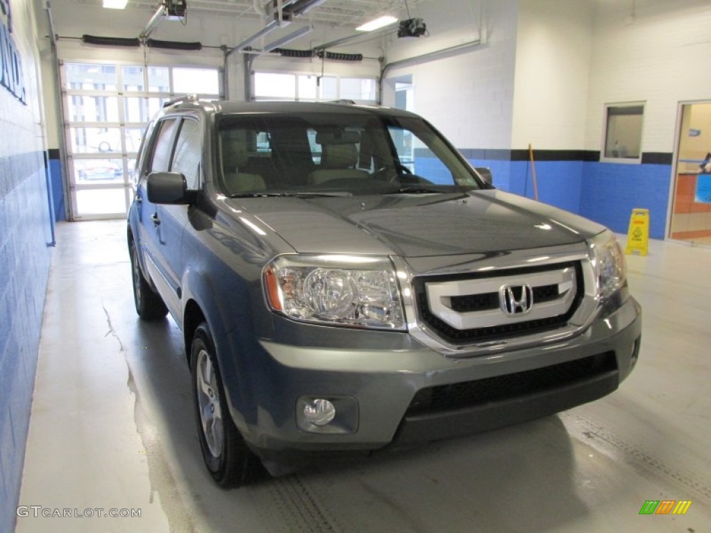 2009 Pilot EX-L 4WD - Sterling Gray Metallic / Beige photo #5