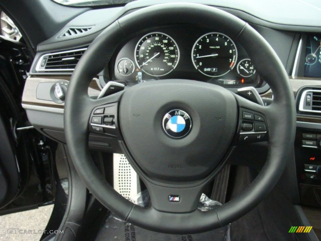 2013 BMW 7 Series 750i xDrive Sedan Black Steering Wheel Photo #89907343