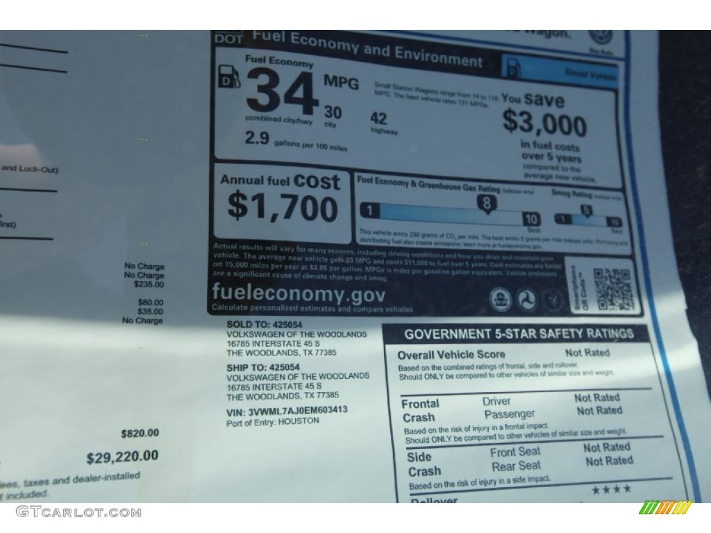 2014 Volkswagen Jetta TDI SportWagen Window Sticker Photos