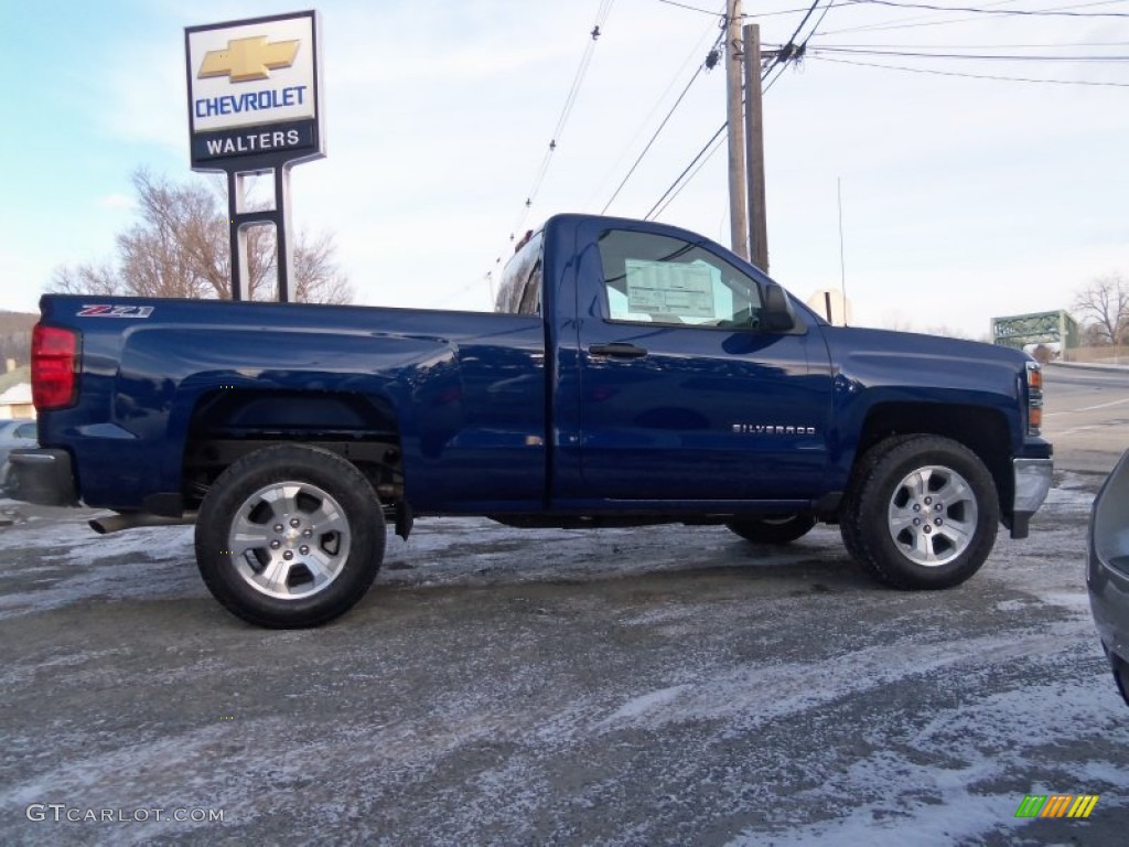 2014 Silverado 1500 LT Z71 Regular Cab 4x4 - Blue Topaz Metallic / Jet Black photo #2