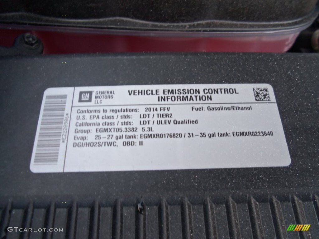 2014 Chevrolet Silverado 1500 LT Z71 Regular Cab 4x4 Info Tag Photo #89917309