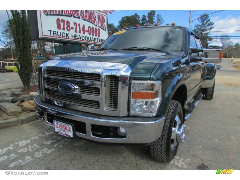 2008 F350 Super Duty Lariat Crew Cab 4x4 Dually - Forest Green Metallic / Camel photo #2