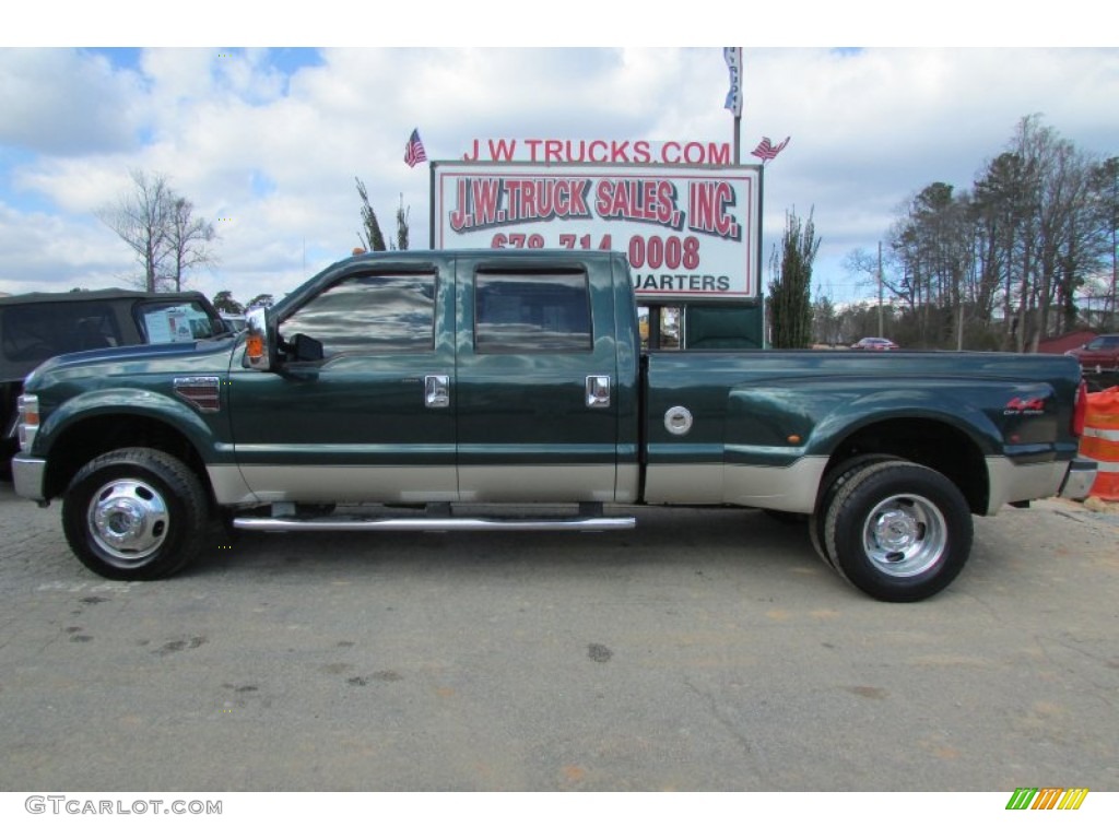 2008 F350 Super Duty Lariat Crew Cab 4x4 Dually - Forest Green Metallic / Camel photo #4