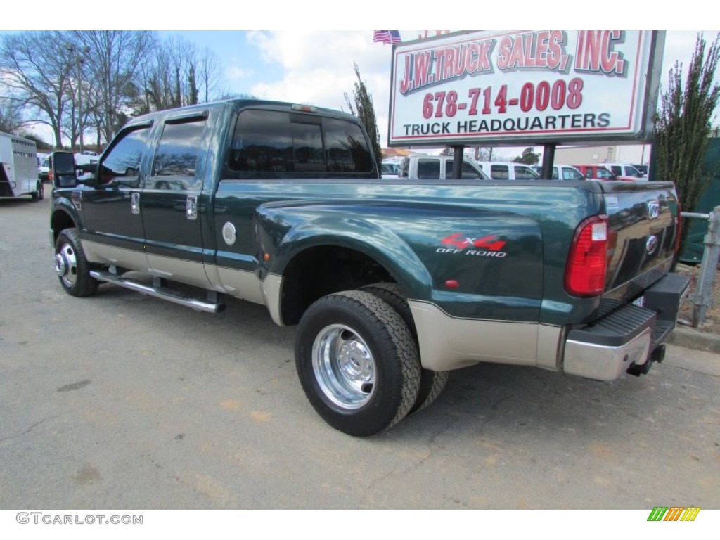 2008 F350 Super Duty Lariat Crew Cab 4x4 Dually - Forest Green Metallic / Camel photo #5