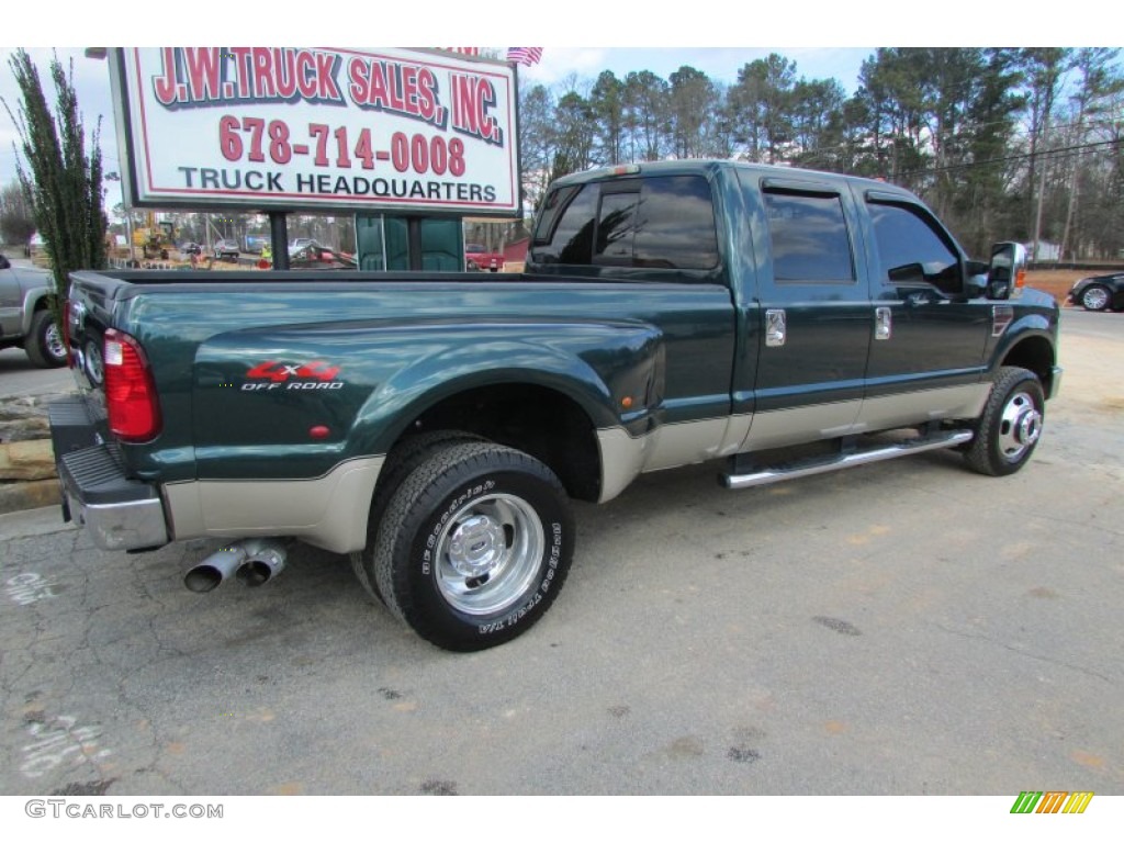2008 F350 Super Duty Lariat Crew Cab 4x4 Dually - Forest Green Metallic / Camel photo #9