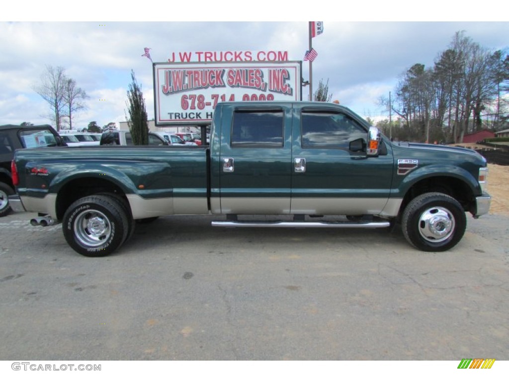2008 F350 Super Duty Lariat Crew Cab 4x4 Dually - Forest Green Metallic / Camel photo #10