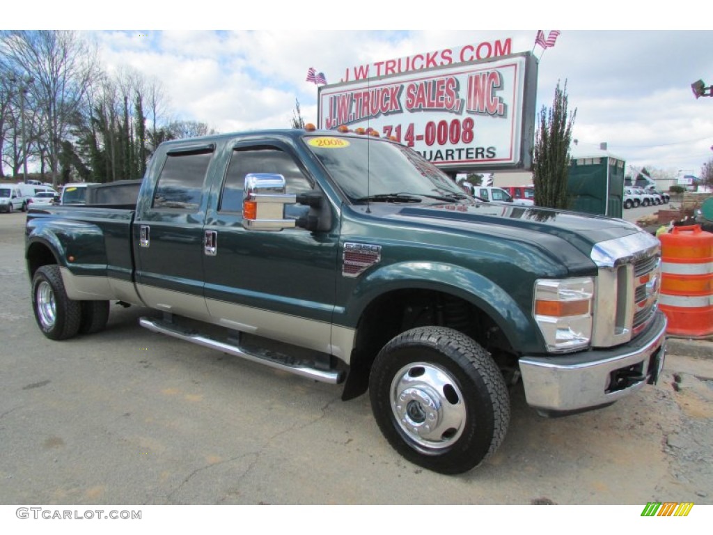 2008 F350 Super Duty Lariat Crew Cab 4x4 Dually - Forest Green Metallic / Camel photo #11