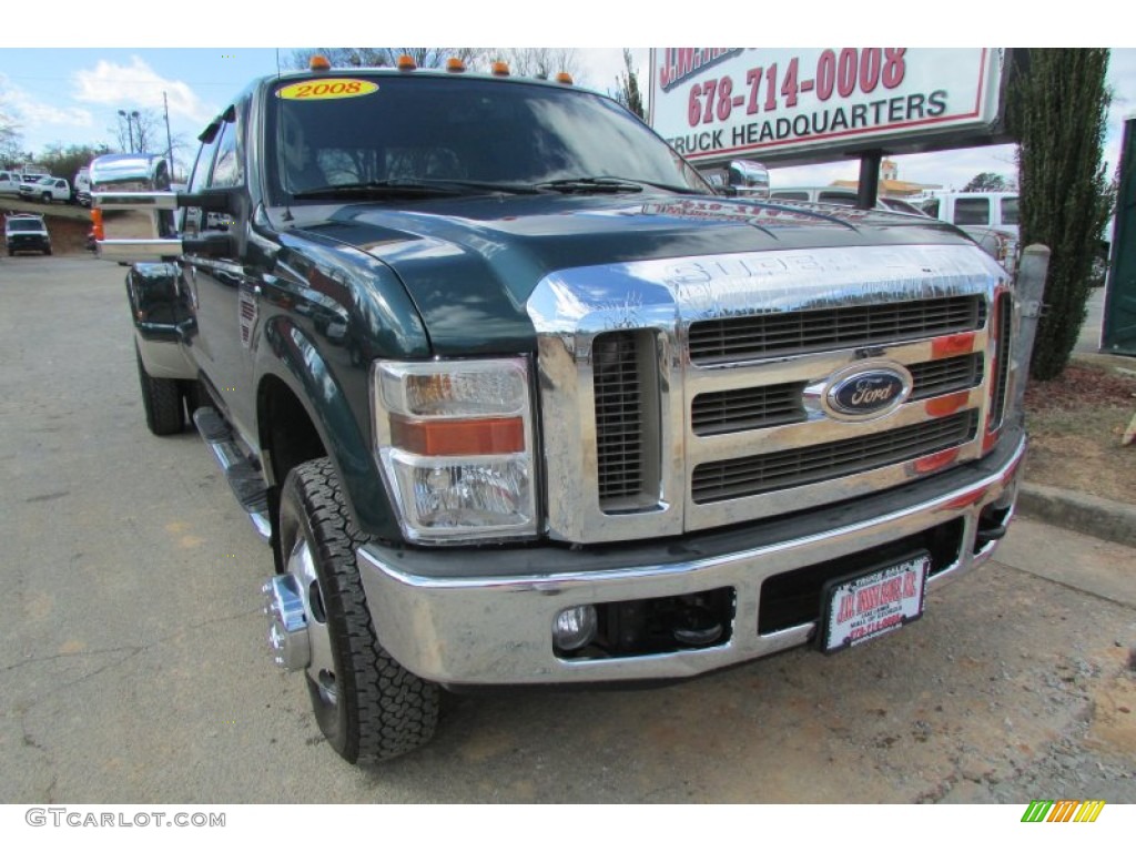 2008 F350 Super Duty Lariat Crew Cab 4x4 Dually - Forest Green Metallic / Camel photo #12