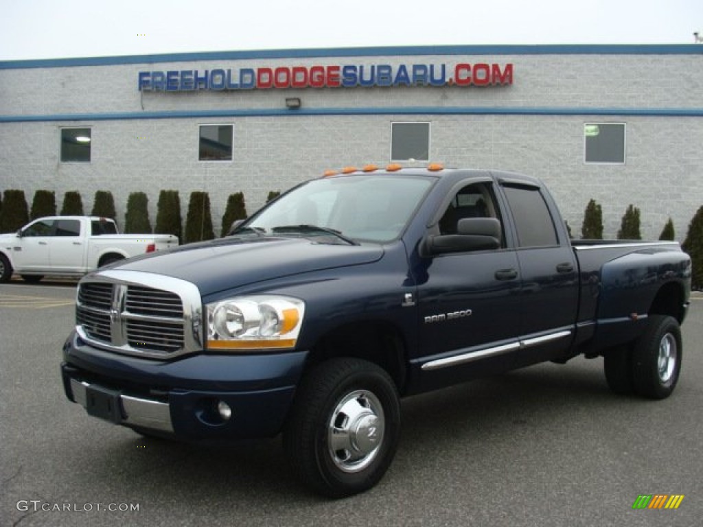 2006 Ram 3500 Laramie Quad Cab 4x4 Dually - Patriot Blue Pearl / Medium Slate Gray photo #1