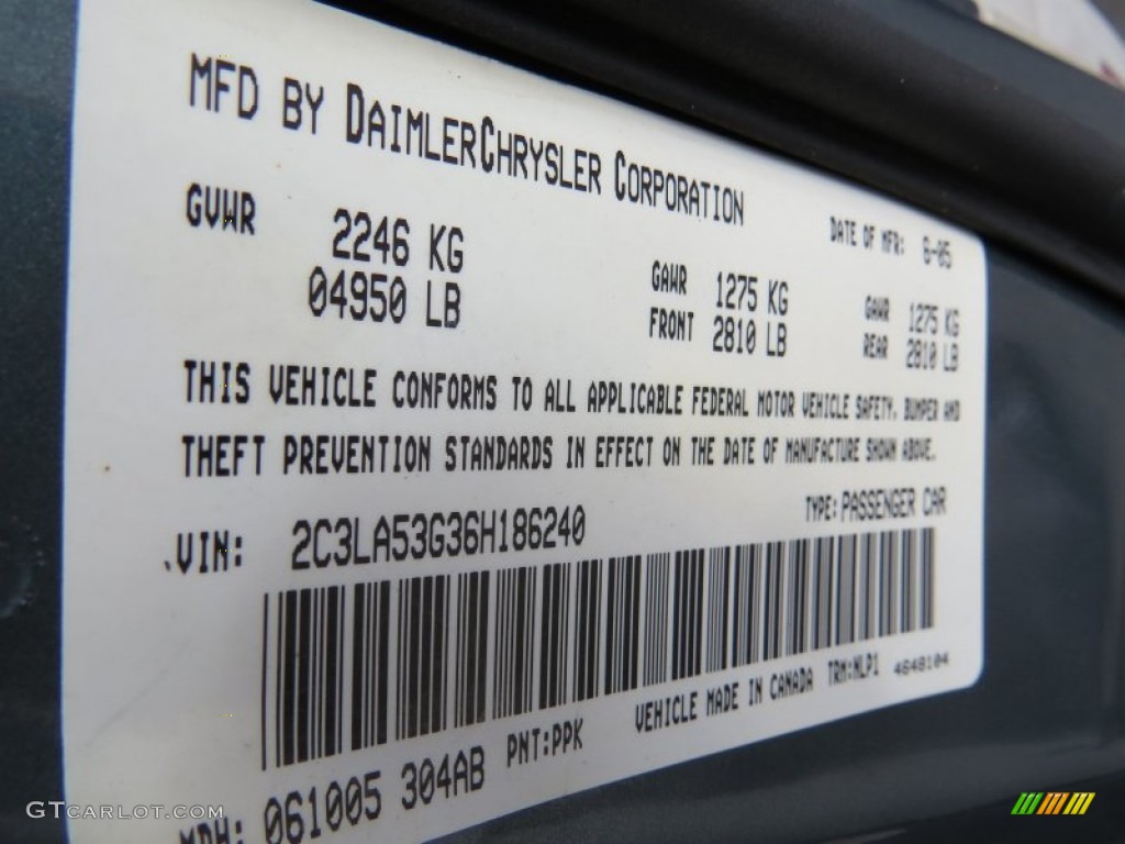 2006 300 Touring - Magnesium Pearlcoat / Dark Slate Gray/Light Graystone photo #12