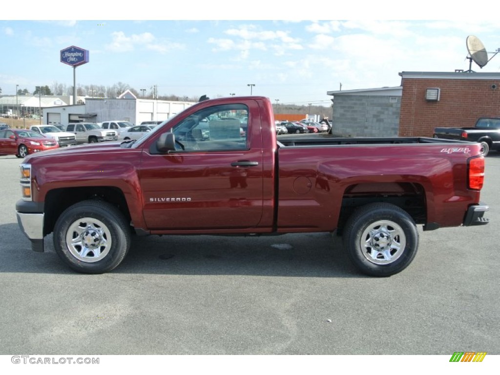 Deep Ruby Metallic 2014 Chevrolet Silverado 1500 WT Regular Cab 4x4 Exterior Photo #89939648