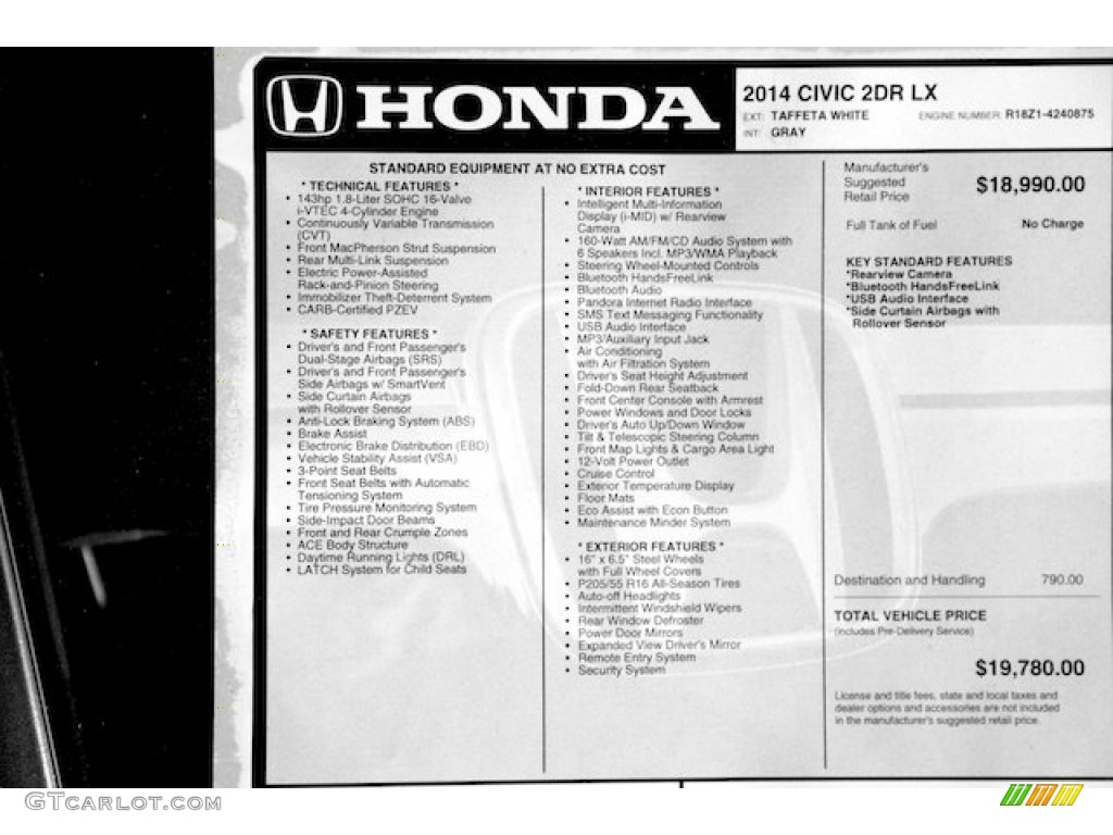 2014 Honda Civic LX Coupe Window Sticker Photo #89942052
