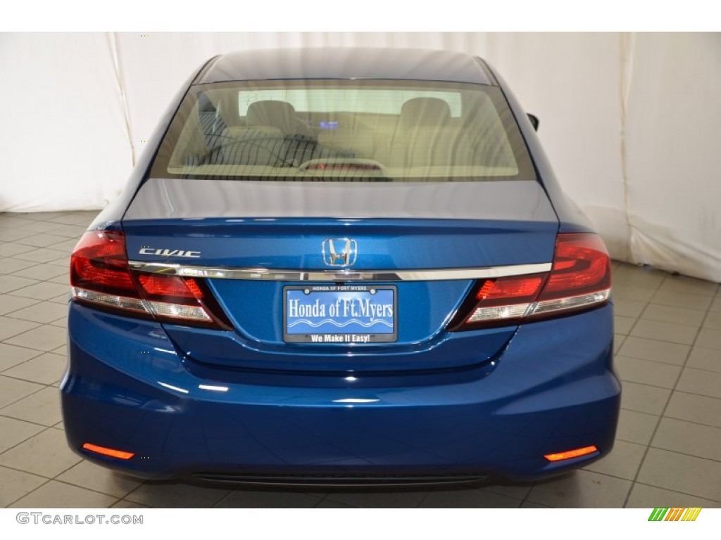 2014 Civic LX Sedan - Dyno Blue Pearl / Gray photo #7