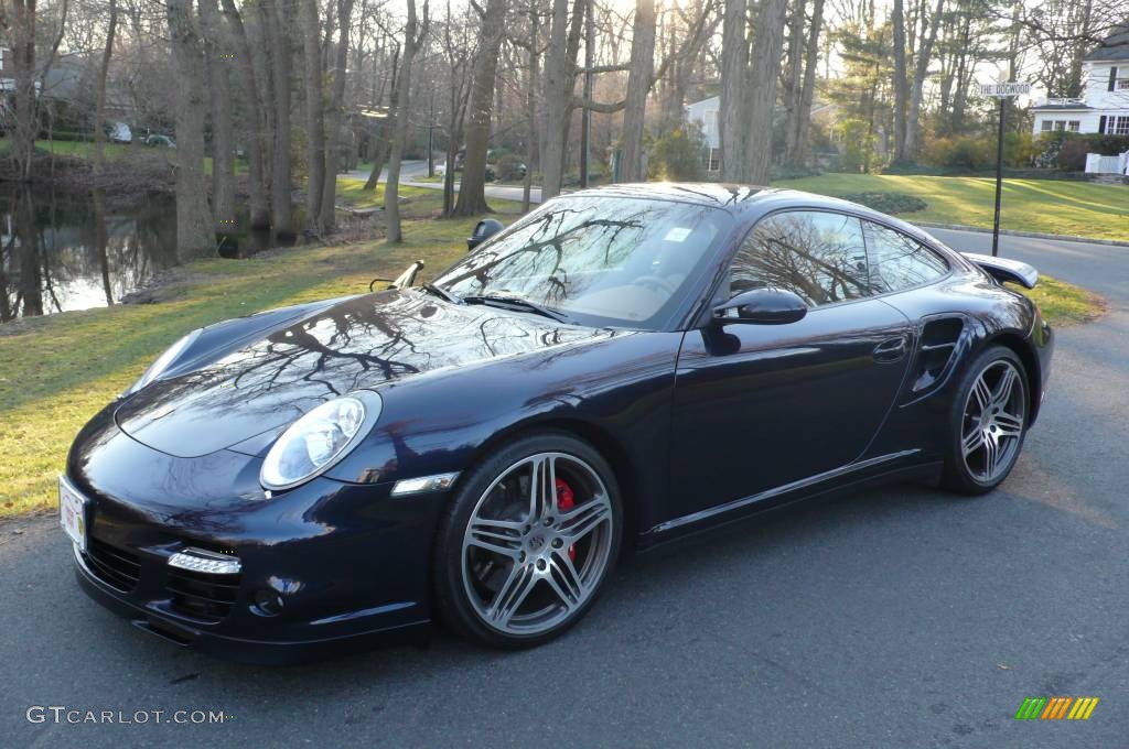2007 911 Turbo Coupe - Midnight Blue Metallic / Natural Leather Brown photo #2