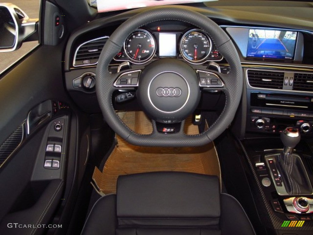 2014 Audi RS 5 Cabriolet quattro Black/Rock Gray Steering Wheel Photo #89953724