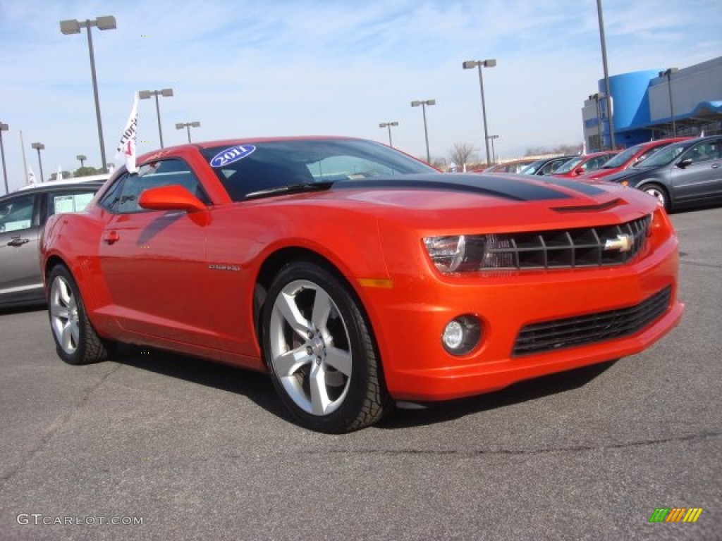 Inferno Orange Metallic 2011 Chevrolet Camaro SS Coupe Exterior Photo #89953850