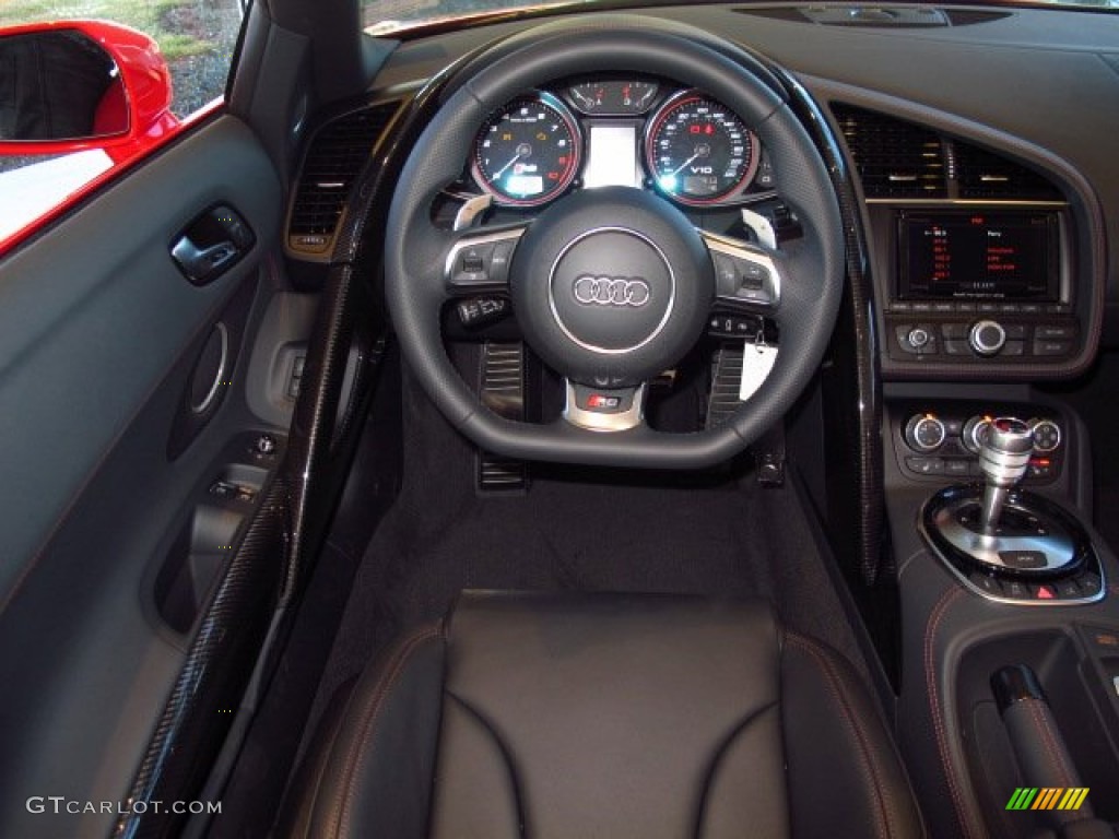 2014 Audi R8 Spyder V10 Black Steering Wheel Photo #89955623