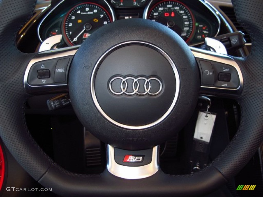 2014 Audi R8 Spyder V10 Black Steering Wheel Photo #89955723