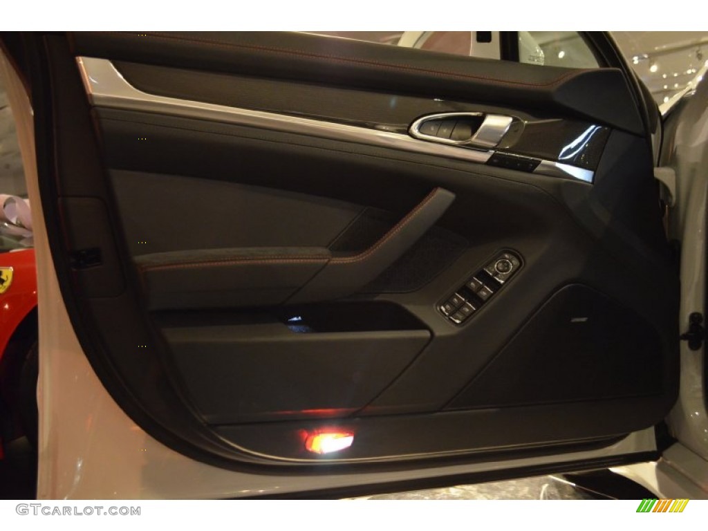 2014 Porsche Panamera GTS GTS Black Leather/Alcantara w/Carmine Red Door Panel Photo #89960679