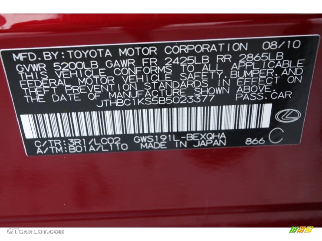 2011 GS Color Code 3R1 for Matador Red Mica Photo #89963256