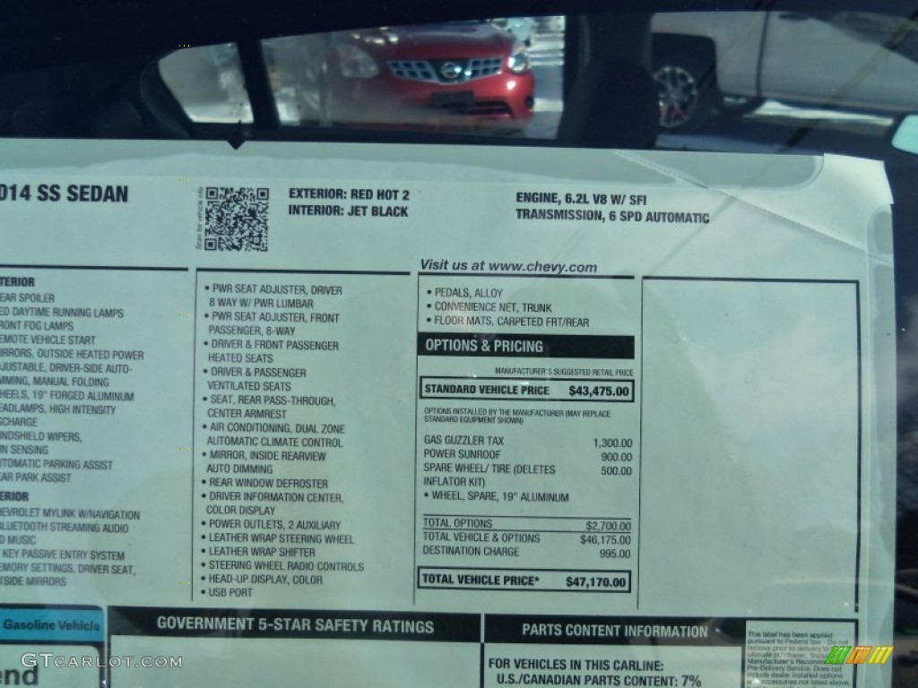 2014 Chevrolet SS Sedan Window Sticker Photo #89963775